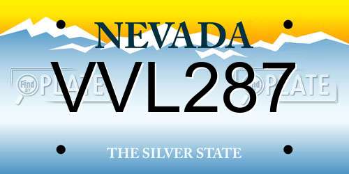 VVL287 Nevada License Plate