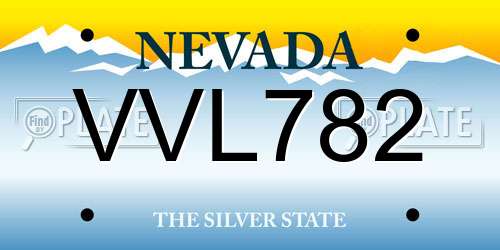 VVL782 Nevada License Plate