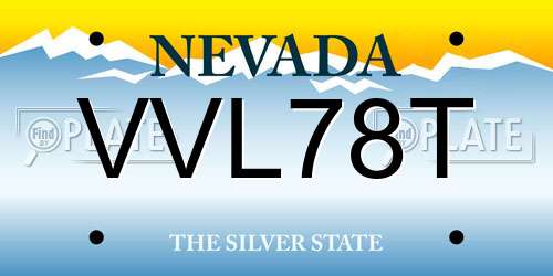 VVL78T Nevada License Plate