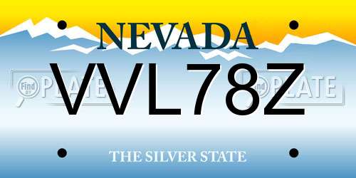 VVL78Z Nevada License Plate