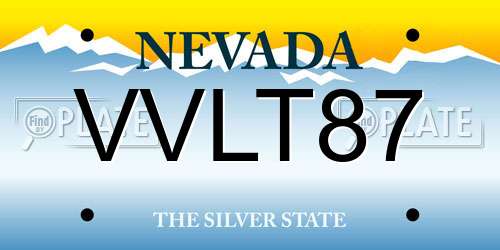 VVLT87 Nevada License Plate
