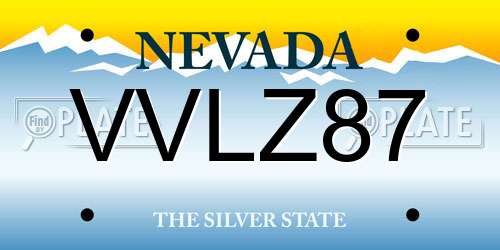 VVLZ87 Nevada License Plate