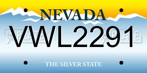 VWL2291 Nevada License Plate