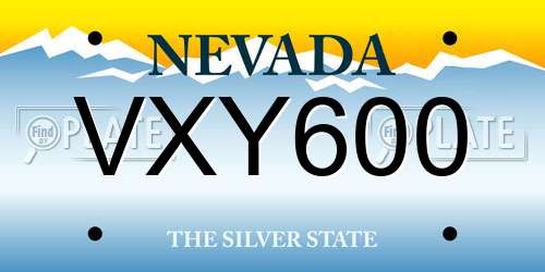 VXY600 Nevada License Plate