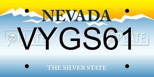 VYGS61 Nevada License Plate