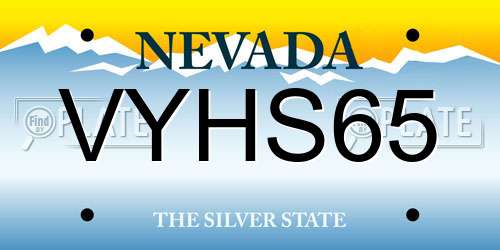VYHS65 Nevada License Plate
