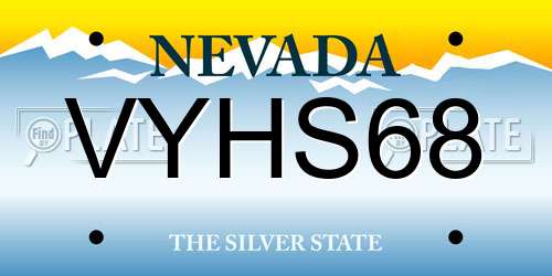 VYHS68 Nevada License Plate