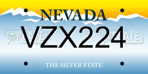 VZX224 Nevada License Plate