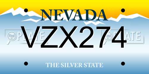 VZX274 Nevada License Plate