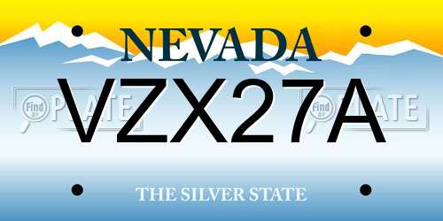 VZX27A Nevada License Plate