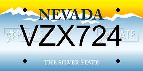 VZX724 Nevada License Plate