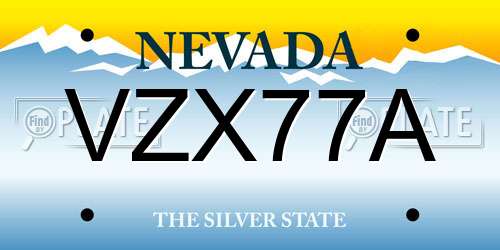 VZX77A Nevada License Plate
