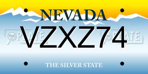 VZXZ74 Nevada License Plate