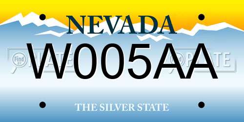 W005AA Nevada License Plate