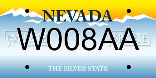 W008AA Nevada License Plate
