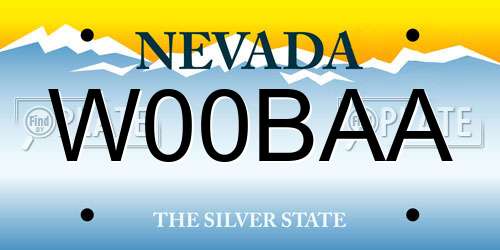 W00BAA Nevada License Plate