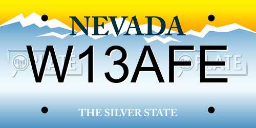 W13AFE Nevada License Plate