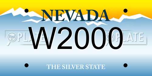 W2000 Nevada License Plate