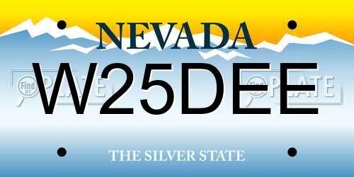 W25DEE Nevada License Plate