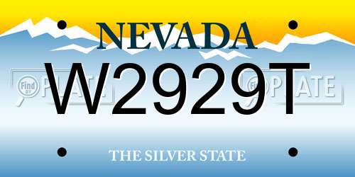 W2929T Nevada License Plate