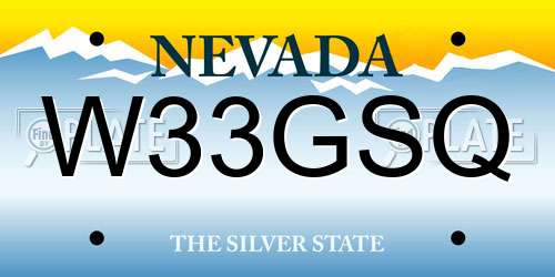W33GSQ Nevada License Plate