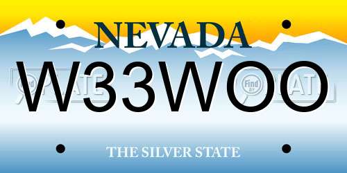W33WOO Nevada License Plate