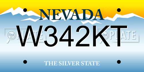 W342KT Nevada License Plate