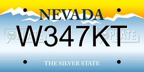 W347KT Nevada License Plate