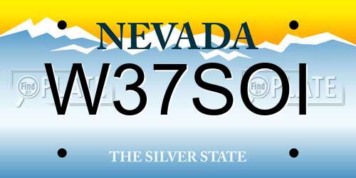 W37SOI Nevada License Plate