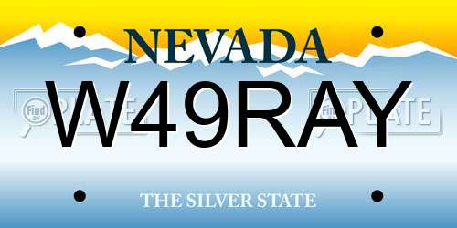 W49RAY Nevada License Plate