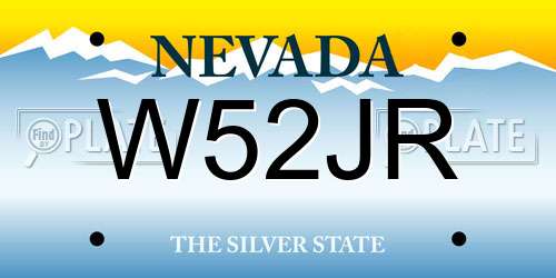 W52JR Nevada License Plate