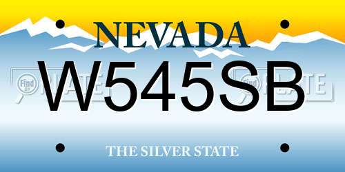 W545SB Nevada License Plate