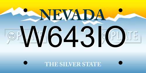 W643IO Nevada License Plate