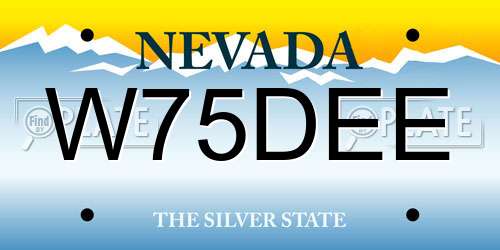 W75DEE Nevada License Plate