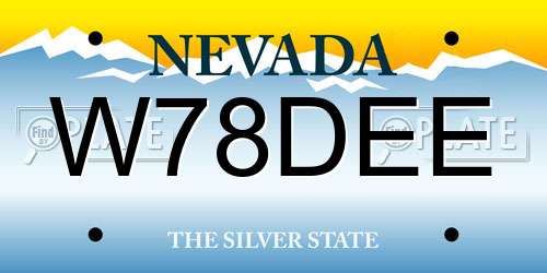 W78DEE Nevada License Plate