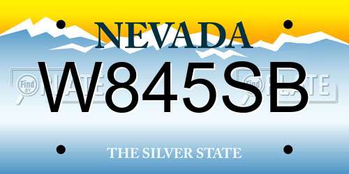 W845SB Nevada License Plate