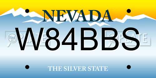 W84BBS Nevada License Plate