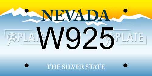 W925 Nevada License Plate