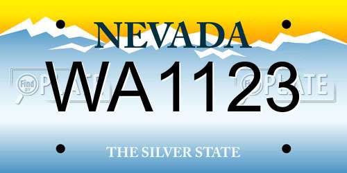 WA1123 Nevada License Plate