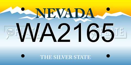 WA2165 Nevada License Plate