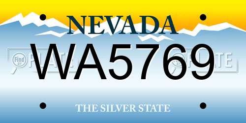 WA5769 Nevada License Plate