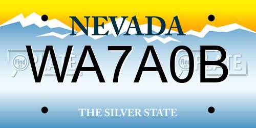 WA7A0B Nevada License Plate