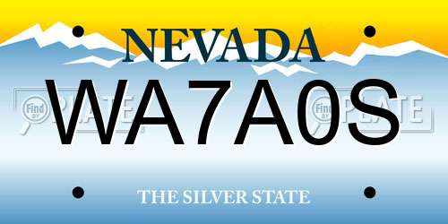 WA7A0S Nevada License Plate