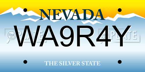 WA9R4Y Nevada License Plate