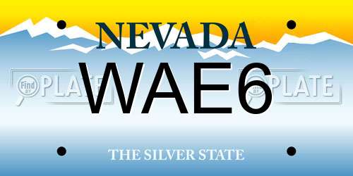 WAE6 Nevada License Plate
