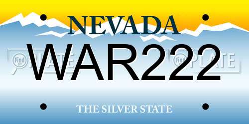 WAR222 Nevada License Plate