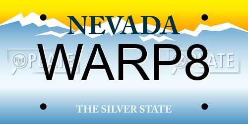 WARP8 Nevada License Plate
