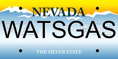 WATSGAS Nevada License Plate