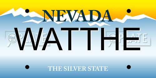WATTHE Nevada License Plate