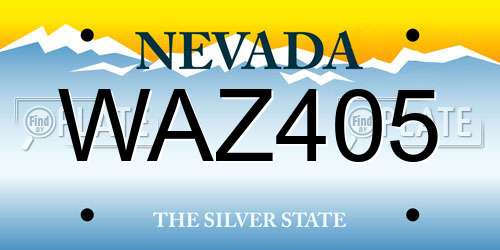 WAZ405 Nevada License Plate
